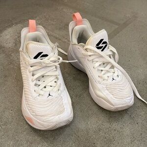 White Jordan basketball sneakers special edition